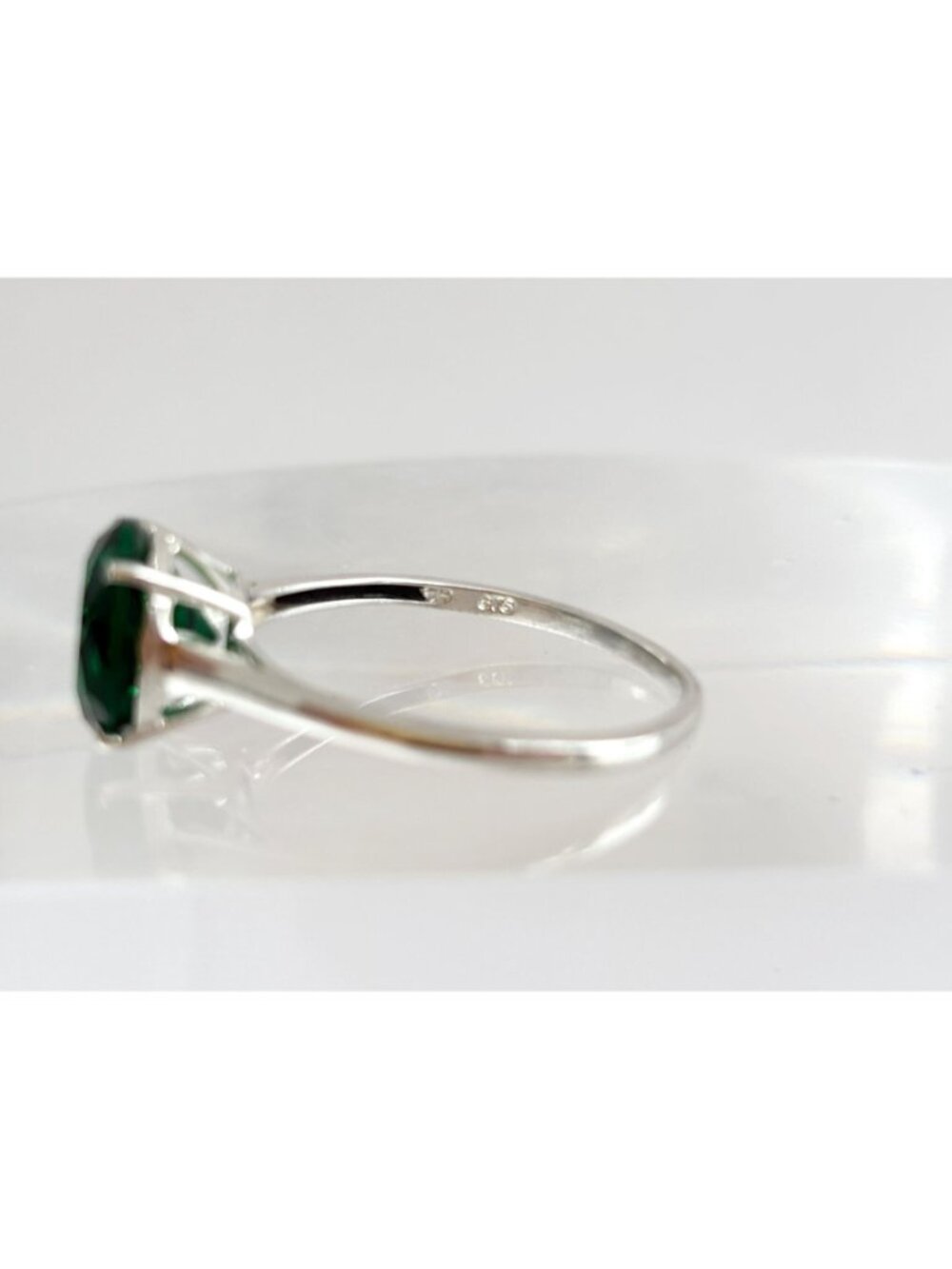 Green Tourmaline Round Cut Solitaire Sterling Silver 925 Vintage Ring - sz 10 - Picture 5 of 15